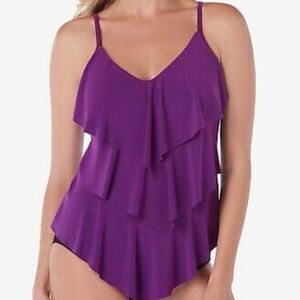 Magicsuit Rita Tiered Slimming Tankini Top sz 10